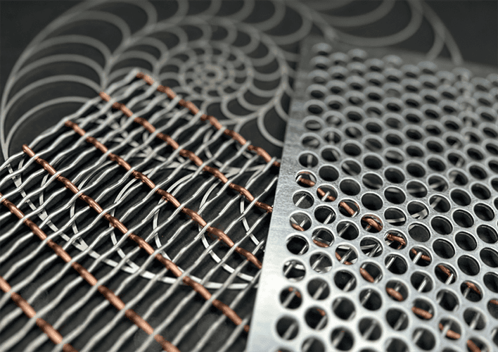 Products-c close up of anti-slip perforated flooring with colour grip paint in metal colour